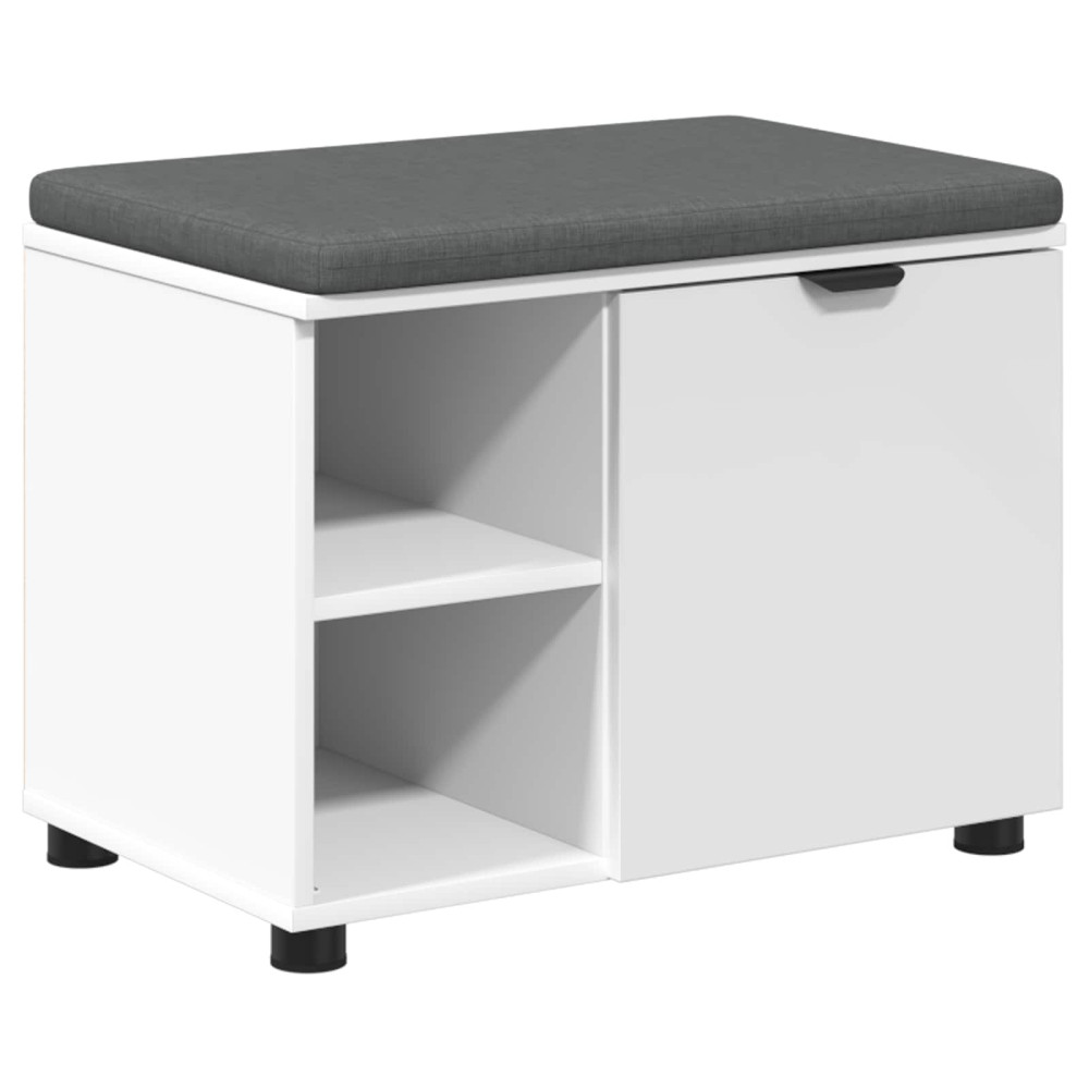 Produktbild för Hallbänk med kudde Vit 60 x 38 x 46 cm Konstruerat Trä och Tyg