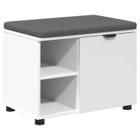 Produktbild för Hallbänk med kudde Vit 60 x 38 x 46 cm Konstruerat Trä och Tyg