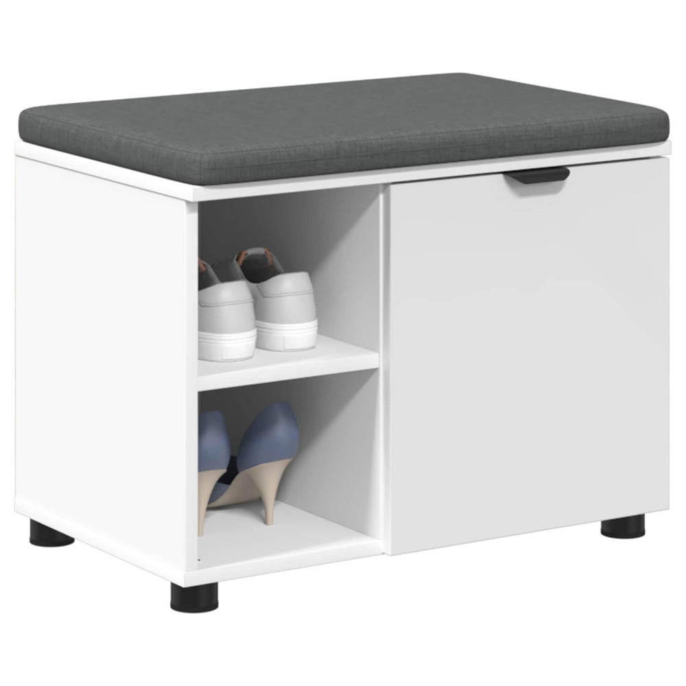Produktbild för Hallbänk med kudde Vit 60 x 38 x 46 cm Konstruerat Trä och Tyg
