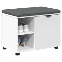 Produktbild för Hallbänk med kudde Vit 60 x 38 x 46 cm Konstruerat Trä och Tyg