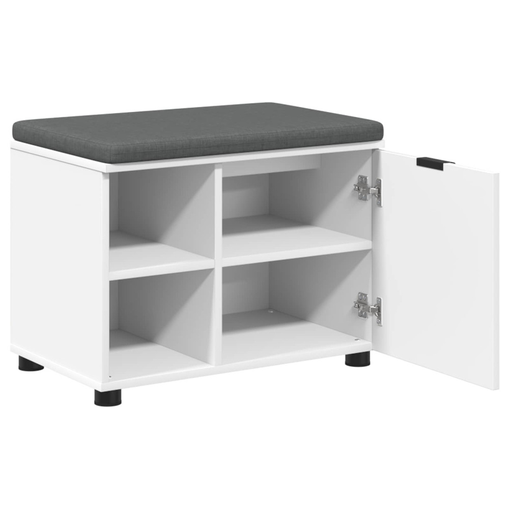 Produktbild för Hallbänk med kudde Vit 60 x 38 x 46 cm Konstruerat Trä och Tyg