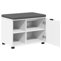 Produktbild för Hallbänk med kudde Vit 60 x 38 x 46 cm Konstruerat Trä och Tyg