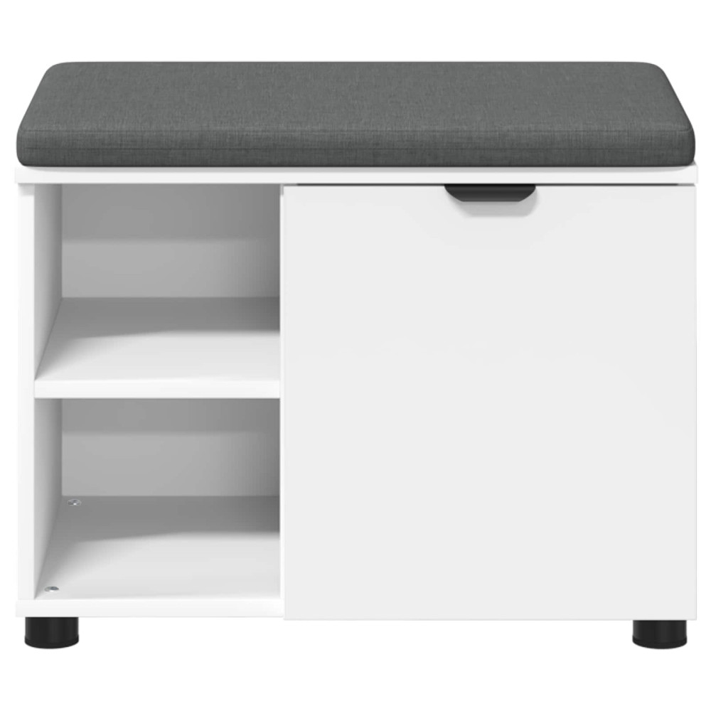 Produktbild för Hallbänk med kudde Vit 60 x 38 x 46 cm Konstruerat Trä och Tyg
