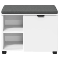 Produktbild för Hallbänk med kudde Vit 60 x 38 x 46 cm Konstruerat Trä och Tyg