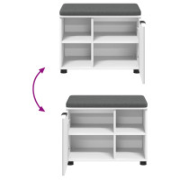 Produktbild för Hallbänk med kudde Vit 60 x 38 x 46 cm Konstruerat Trä och Tyg