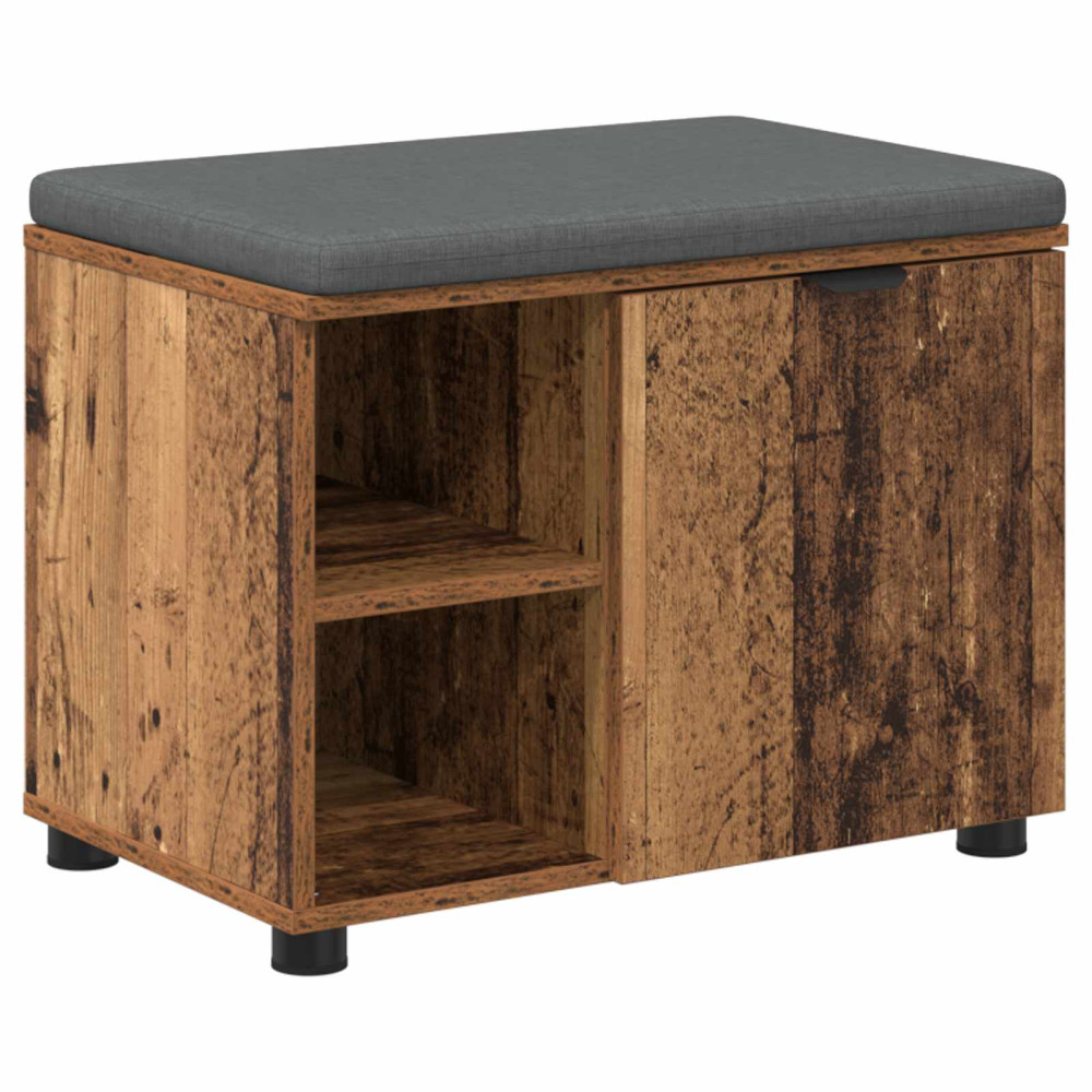 Produktbild för Hallbänk Gammalt trä 60 x 38 x 46 cm Konstruerat Trä och Tyg
