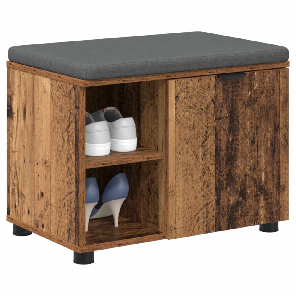 Produktbild för Hallbänk Gammalt trä 60 x 38 x 46 cm Konstruerat Trä och Tyg