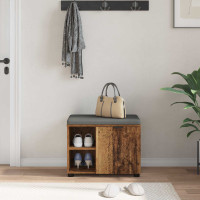 Produktbild för Hallbänk Gammalt trä 60 x 38 x 46 cm Konstruerat Trä och Tyg