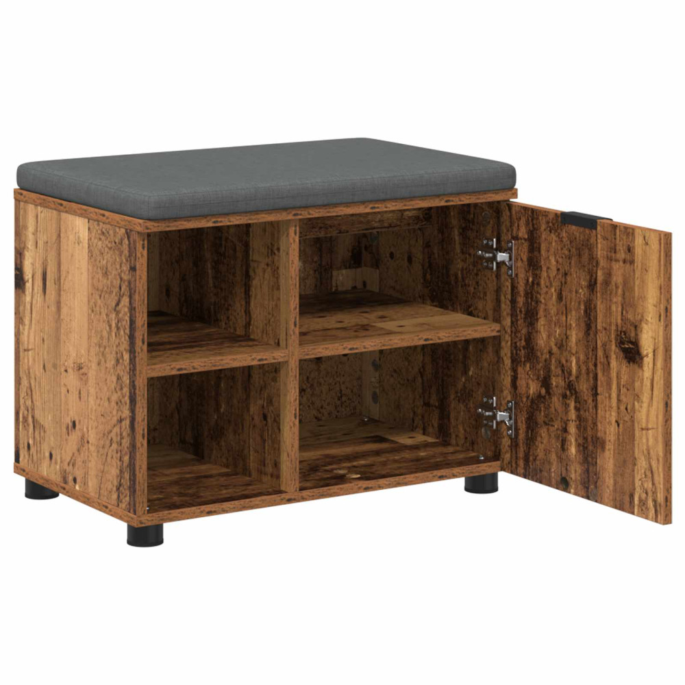 Produktbild för Hallbänk Gammalt trä 60 x 38 x 46 cm Konstruerat Trä och Tyg