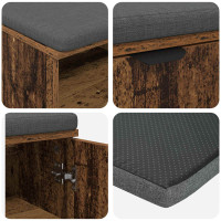 Produktbild för Hallbänk Gammalt trä 60 x 38 x 46 cm Konstruerat Trä och Tyg