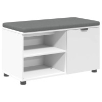 Produktbild för Hallbänk med kudde Vit 80 x 38 x 46 cm Konstruerat Trä och Tyg
