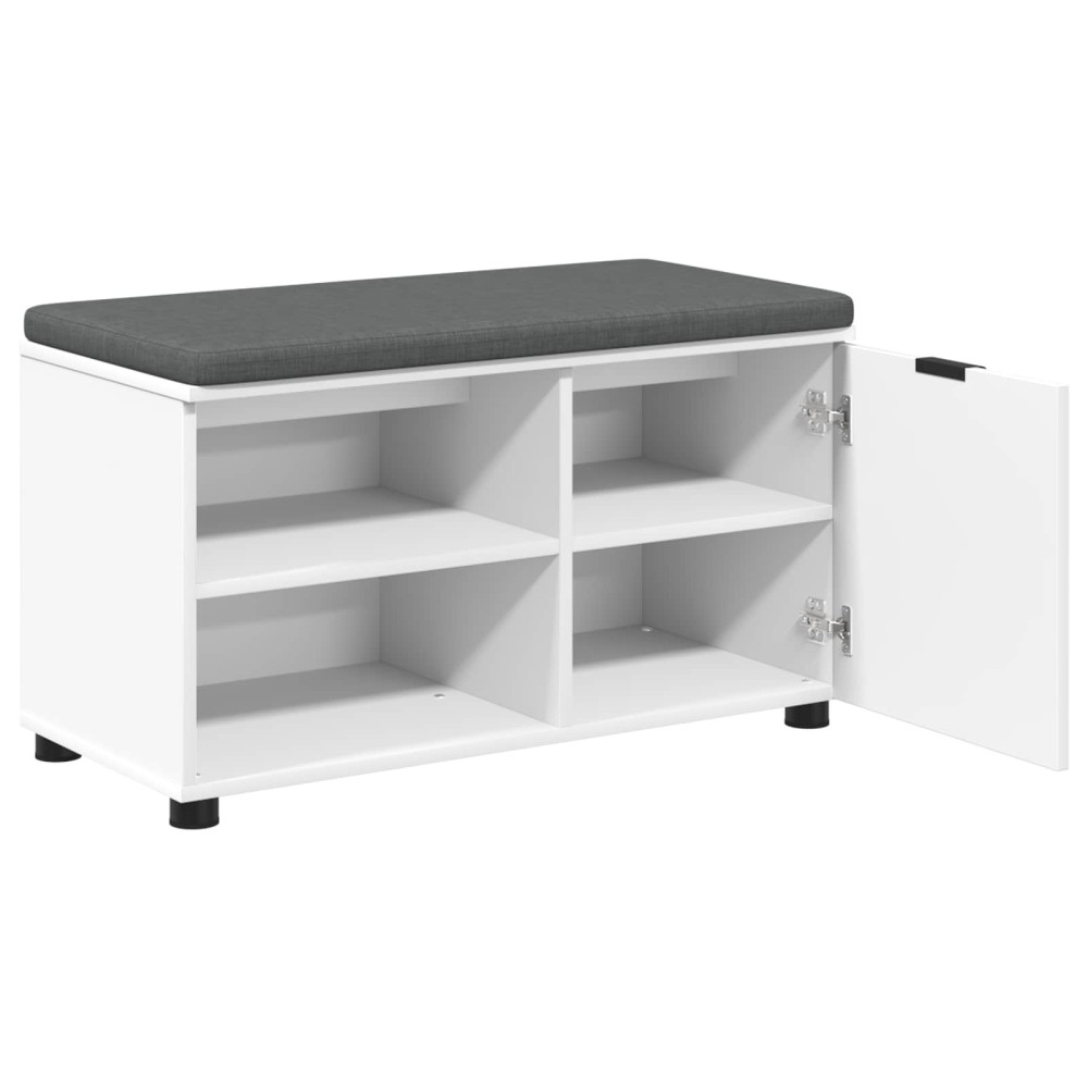 Produktbild för Hallbänk med kudde Vit 80 x 38 x 46 cm Konstruerat Trä och Tyg