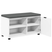 Produktbild för Hallbänk med kudde Vit 80 x 38 x 46 cm Konstruerat Trä och Tyg