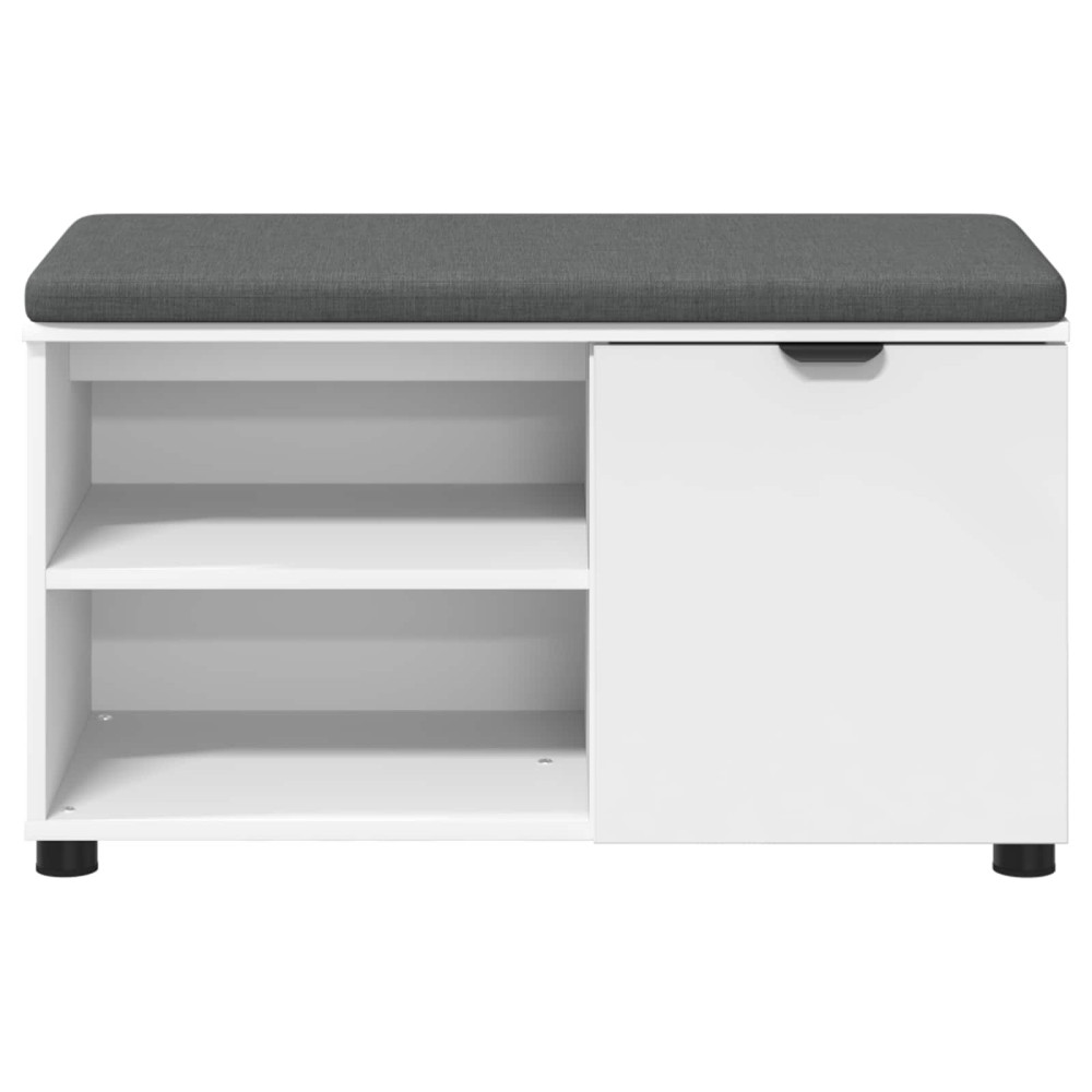 Produktbild för Hallbänk med kudde Vit 80 x 38 x 46 cm Konstruerat Trä och Tyg