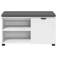 Produktbild för Hallbänk med kudde Vit 80 x 38 x 46 cm Konstruerat Trä och Tyg
