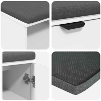 Produktbild för Hallbänk med kudde Vit 80 x 38 x 46 cm Konstruerat Trä och Tyg