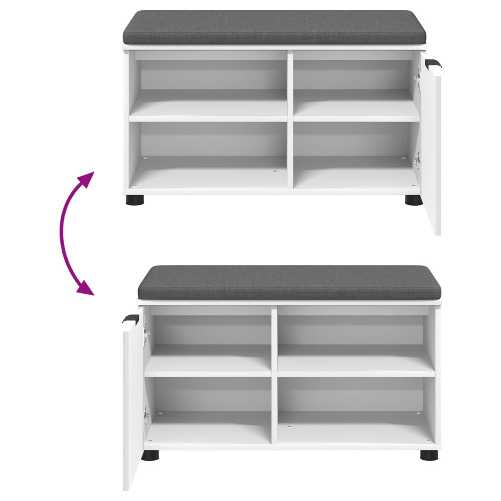 Produktbild för Hallbänk med kudde Vit 80 x 38 x 46 cm Konstruerat Trä och Tyg