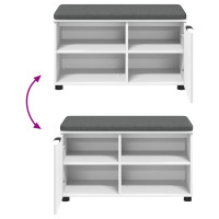 Produktbild för Hallbänk med kudde Vit 80 x 38 x 46 cm Konstruerat Trä och Tyg