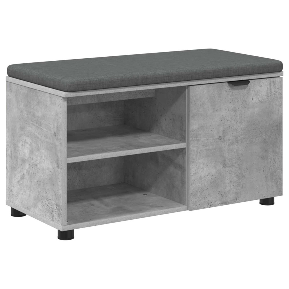 Produktbild för Hallbänk BetongGrå 80 x 38 x 46 cm Konstruerat Trä och Tyg