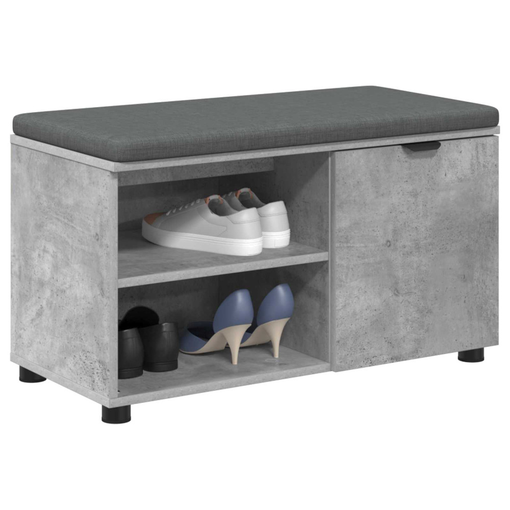 Produktbild för Hallbänk BetongGrå 80 x 38 x 46 cm Konstruerat Trä och Tyg