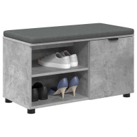 Produktbild för Hallbänk BetongGrå 80 x 38 x 46 cm Konstruerat Trä och Tyg