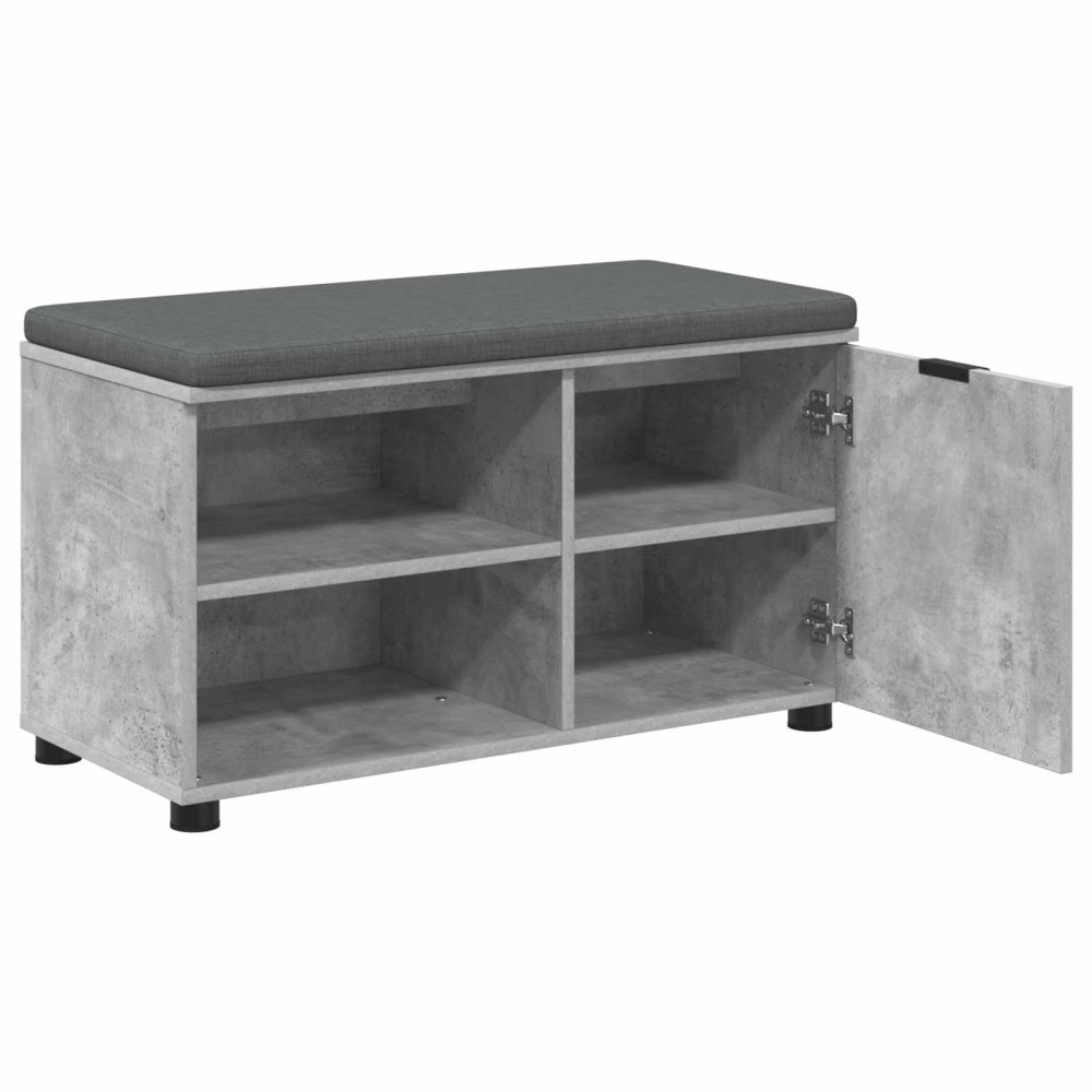 Produktbild för Hallbänk BetongGrå 80 x 38 x 46 cm Konstruerat Trä och Tyg