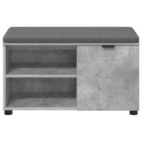 Produktbild för Hallbänk BetongGrå 80 x 38 x 46 cm Konstruerat Trä och Tyg