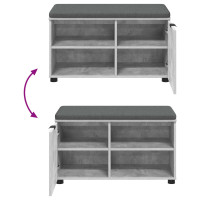 Produktbild för Hallbänk BetongGrå 80 x 38 x 46 cm Konstruerat Trä och Tyg