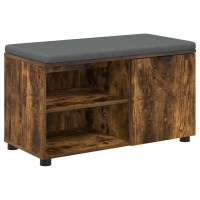 Produktbild för Hallbänk Rökt Ek 80 x 38 x 46 cm Konstruerat Trä och Tyg