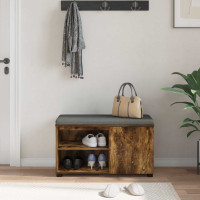 Produktbild för Hallbänk Rökt Ek 80 x 38 x 46 cm Konstruerat Trä och Tyg