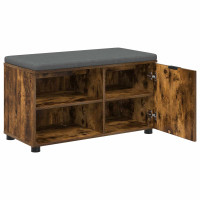 Produktbild för Hallbänk Rökt Ek 80 x 38 x 46 cm Konstruerat Trä och Tyg