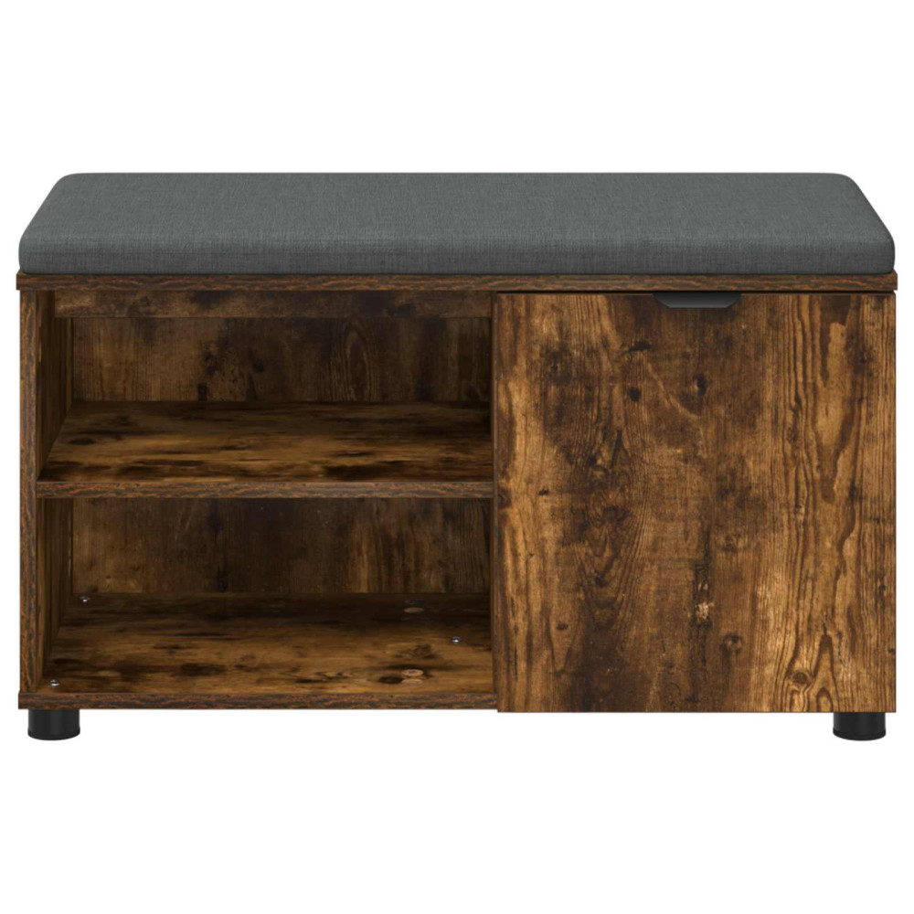 Produktbild för Hallbänk Rökt Ek 80 x 38 x 46 cm Konstruerat Trä och Tyg