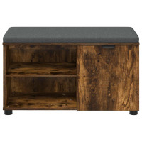 Produktbild för Hallbänk Rökt Ek 80 x 38 x 46 cm Konstruerat Trä och Tyg
