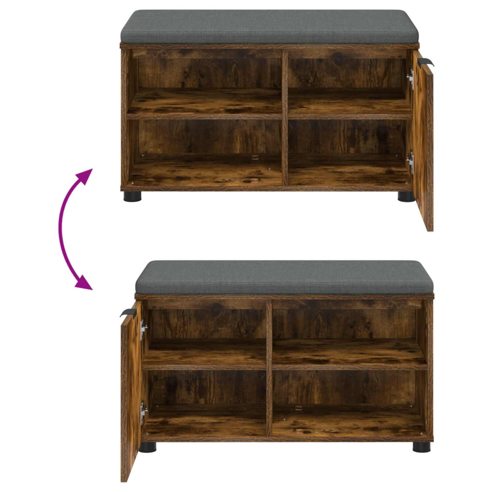 Produktbild för Hallbänk Rökt Ek 80 x 38 x 46 cm Konstruerat Trä och Tyg