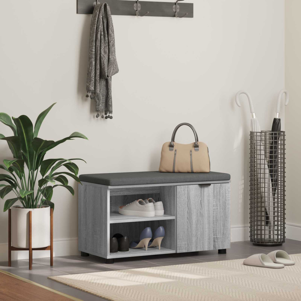 Produktbild för Hallbänk Grå Sonoma 80 x 38 x 46 cm Konstruerat Trä och Tyg