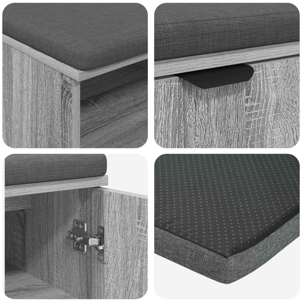 Produktbild för Hallbänk Grå Sonoma 80 x 38 x 46 cm Konstruerat Trä och Tyg