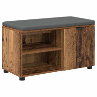 Produktbild för Hallbänk Gammalt trä 80 x 38 x 46 cm Konstruerat Trä och Tyg