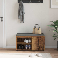 Produktbild för Hallbänk Gammalt trä 80 x 38 x 46 cm Konstruerat Trä och Tyg