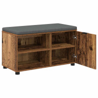 Produktbild för Hallbänk Gammalt trä 80 x 38 x 46 cm Konstruerat Trä och Tyg