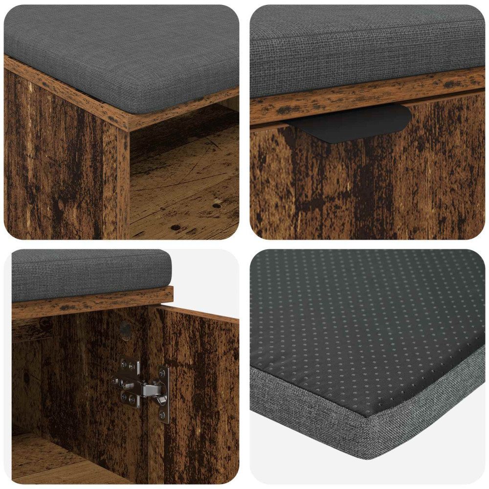 Produktbild för Hallbänk Gammalt trä 80 x 38 x 46 cm Konstruerat Trä och Tyg