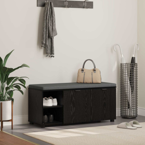 vidaXL Hallbänk Svart Ek 100 x 38 x 46 cm Konstruerat Trä och Tyg