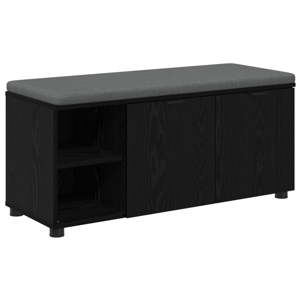 Produktbild för Hallbänk Svart Ek 100 x 38 x 46 cm Konstruerat Trä och Tyg