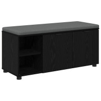 Produktbild för Hallbänk Svart Ek 100 x 38 x 46 cm Konstruerat Trä och Tyg