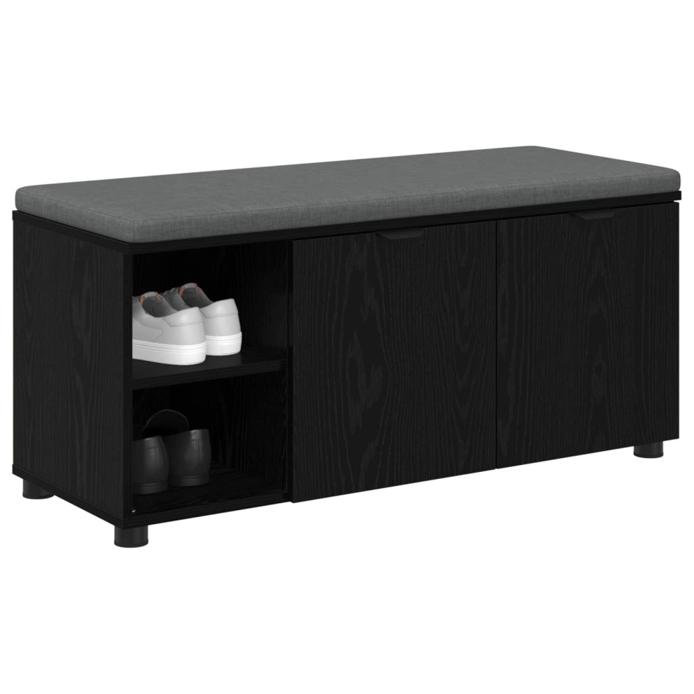 Produktbild för Hallbänk Svart Ek 100 x 38 x 46 cm Konstruerat Trä och Tyg