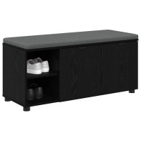 Produktbild för Hallbänk Svart Ek 100 x 38 x 46 cm Konstruerat Trä och Tyg
