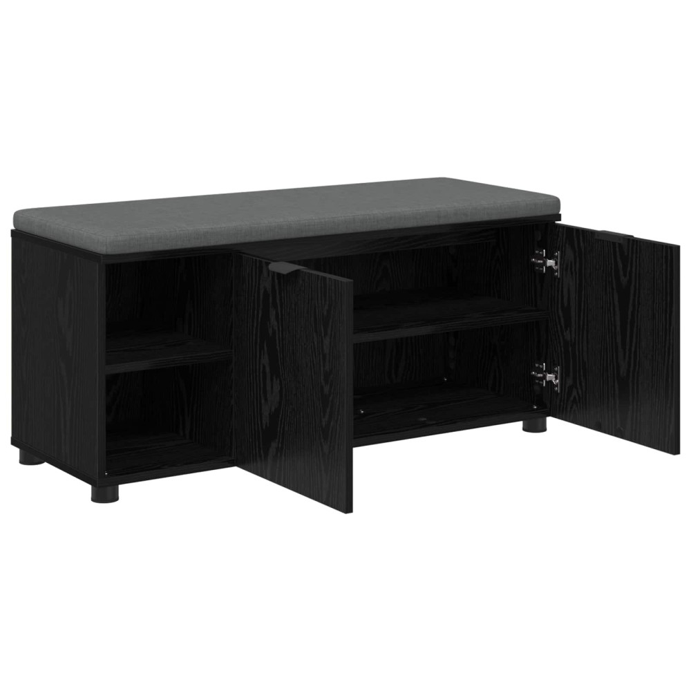 Produktbild för Hallbänk Svart Ek 100 x 38 x 46 cm Konstruerat Trä och Tyg