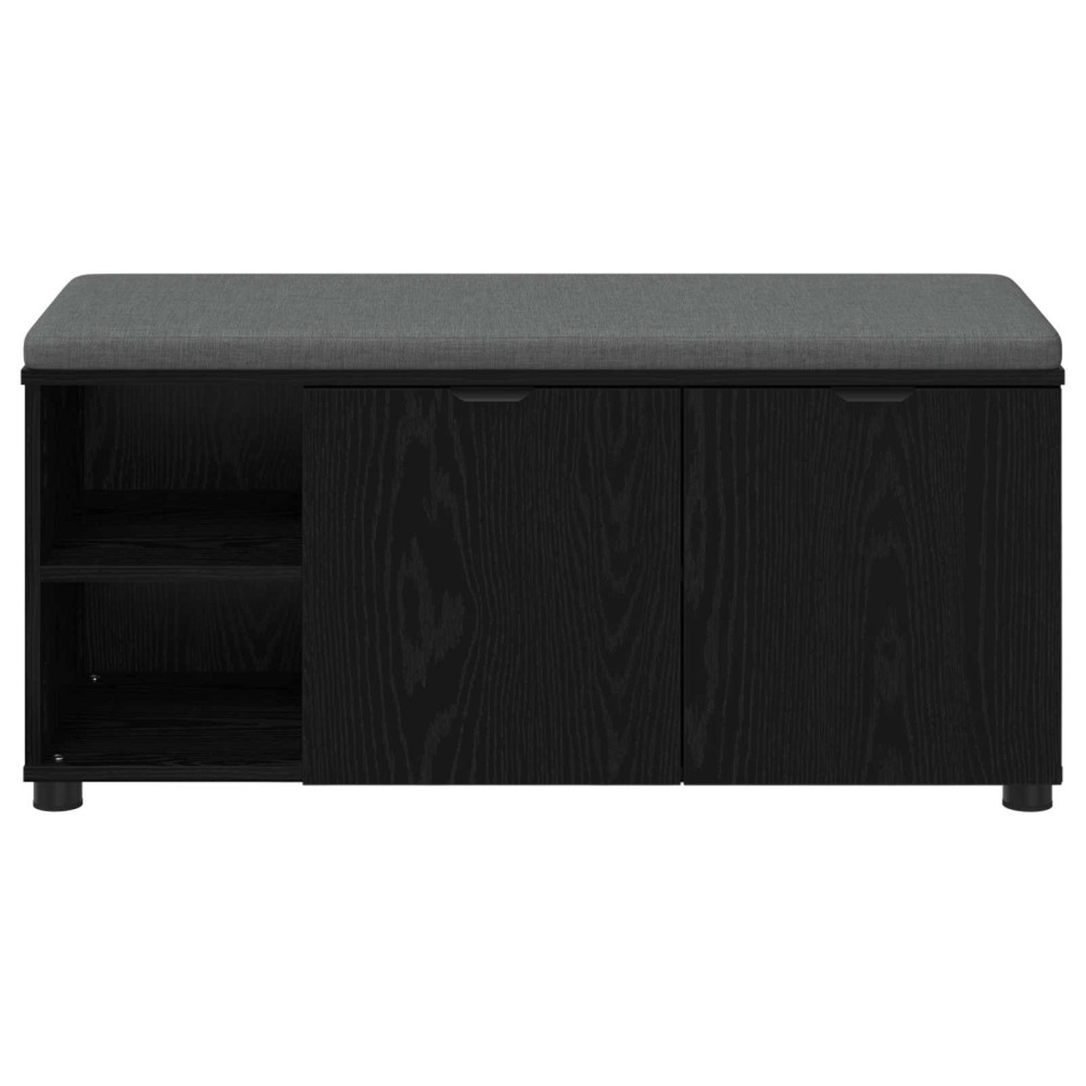 Produktbild för Hallbänk Svart Ek 100 x 38 x 46 cm Konstruerat Trä och Tyg