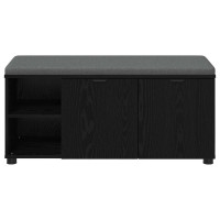 Produktbild för Hallbänk Svart Ek 100 x 38 x 46 cm Konstruerat Trä och Tyg