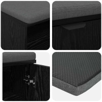 Produktbild för Hallbänk Svart Ek 100 x 38 x 46 cm Konstruerat Trä och Tyg