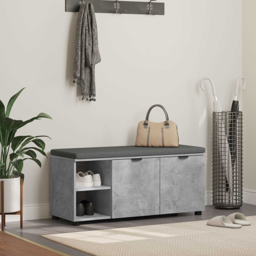 vidaXL Hallbänk BetongGrå 100 x 38 x 46 cm Konstruerat Trä och Tyg